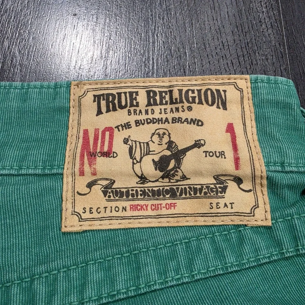 NWT True Religion Ricky Corduroy Cut Off Shorts Men 30 Green Stretch Lightweight